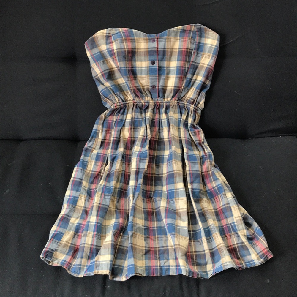 Delia’s Sz L strapless sweetheart plaid mini dress